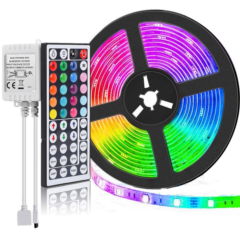 SUPERNIGHT LED Strip Lights 16.4FT SMD 5050 Waterproof 300LEDs RGB Flexible LED Light Strip Rope + 44Key IR Remote Controller for Bedroom TV Backlight Christmas (Not Include Power Adapter) - Image 1